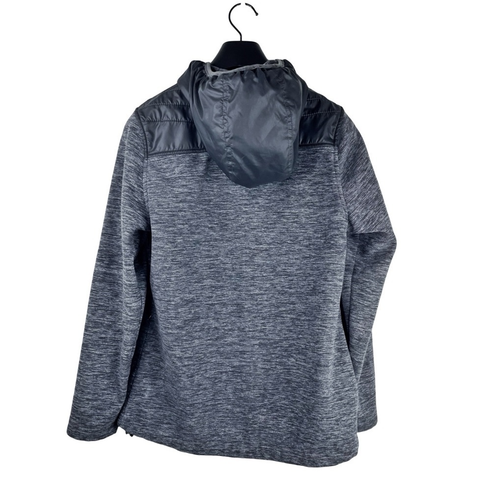 NEW BALANCE Women's Black and Charcoal Grey Fleece Hoodie Jacket Drawstrings S - Picture 7 of 7